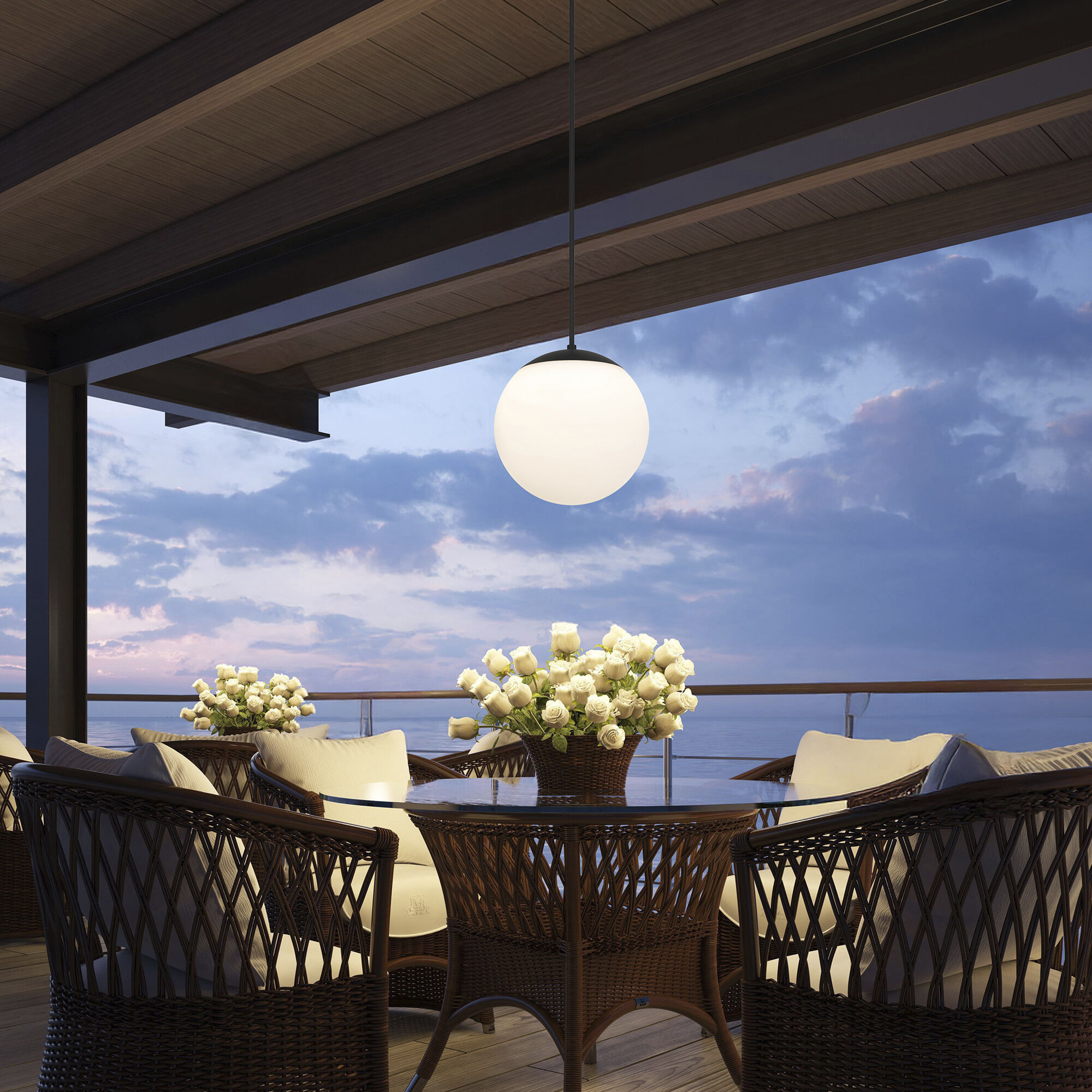 Rondure LED 14 inch Sand Black Outdoor Pendant